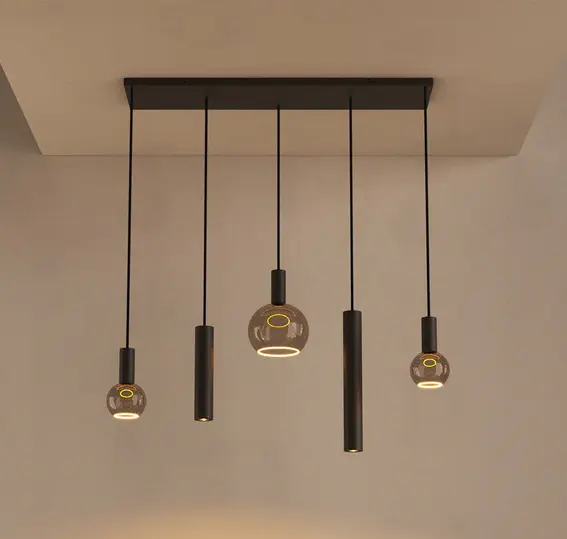 Hanglamp Riva - 5 lichts metaal platinum - Afbeelding 2