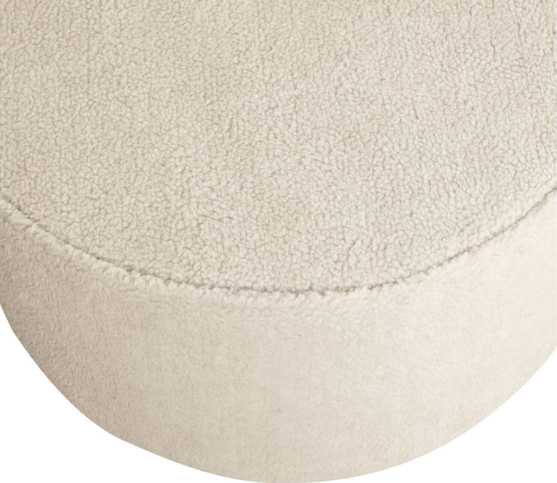 WOOOD Sara Poef Laag Bouclé Creme 36xØ60 Beige Poef