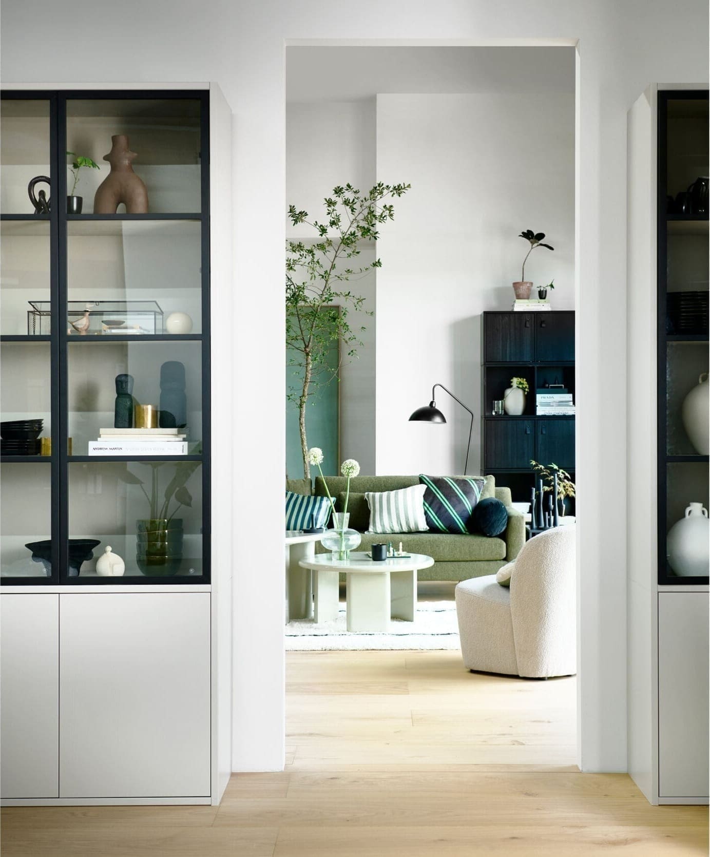 vtwonen Basic 4-drs Vitrinekast Grenen Mist Wit Kast