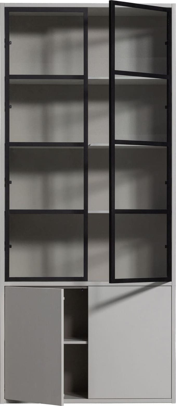 vtwonen Basic 4-drs Vitrinekast Grenen Mist Wit Kast