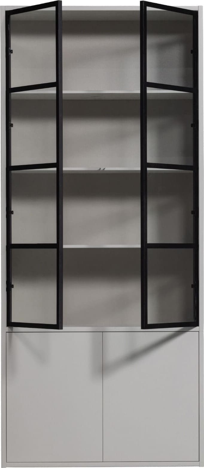 vtwonen Basic 4-drs Vitrinekast Grenen Mist Wit Kast