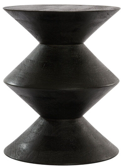INHOUSE Bijzettafel Larus mango hout mat zwart rond 40cm Bruin|Naturel Bijzettafel