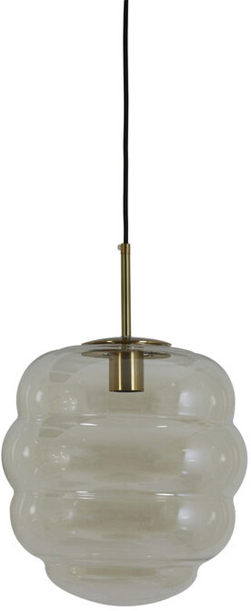 INHOUSE Hanglamp Misty goud cognac glas rond 30 Cognac Verlichting