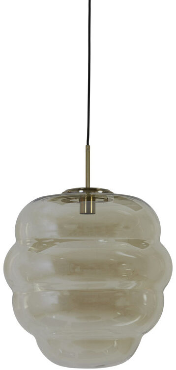 INHOUSE Hanglamp Misty goud cognac glas rond 45 Cognac Verlichting