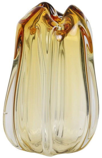 INHOUSE Vaas Murela glas amber rond 21cm  Woonaccessoire