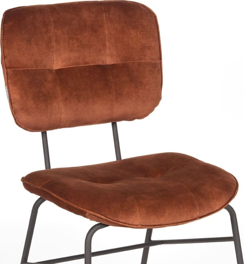 LABEL51 Eetkamerstoel Dez - Rust - Velours Oranje|cognac Eetkamerstoel