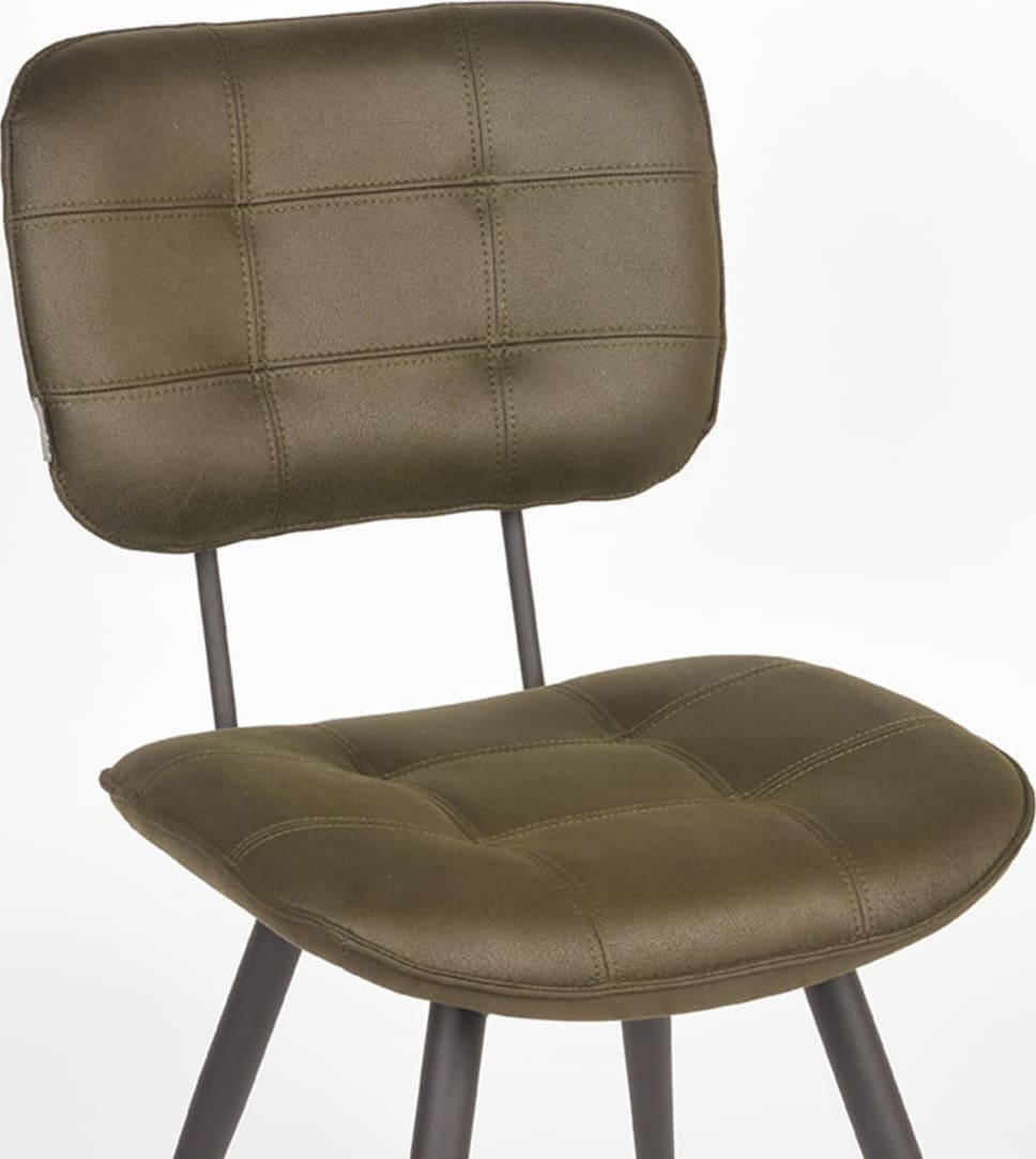 LABEL51 Eetkamerstoel Gus - Army green - Microfiber Groen Eetkamerstoel