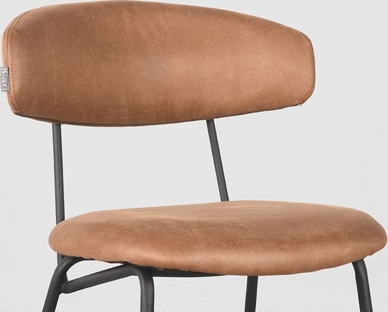 LABEL51 Eetkamerstoel Zack - Cognac - Micro Suede Cognac Eetkamerstoel