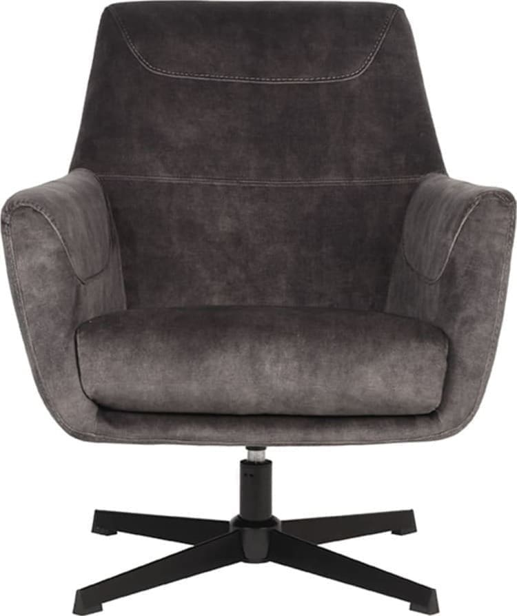 LABEL51 Fauteuil Toby - Antraciet - Velours Antraciet Fauteuil