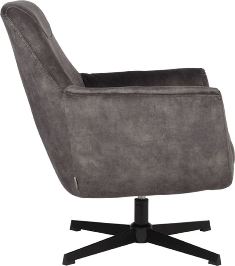 LABEL51 Fauteuil Toby - Antraciet - Velours Antraciet Fauteuil