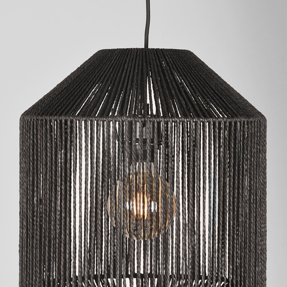 LABEL51 Hanglamp Ibiza - Zwart - Jute - 1-Lichts Cilinder Zwart Hanglamp