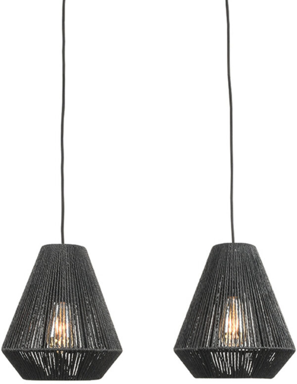 LABEL51 Hanglamp Ibiza - Zwart - Jute - 2-Lichts Zwart Hanglamp