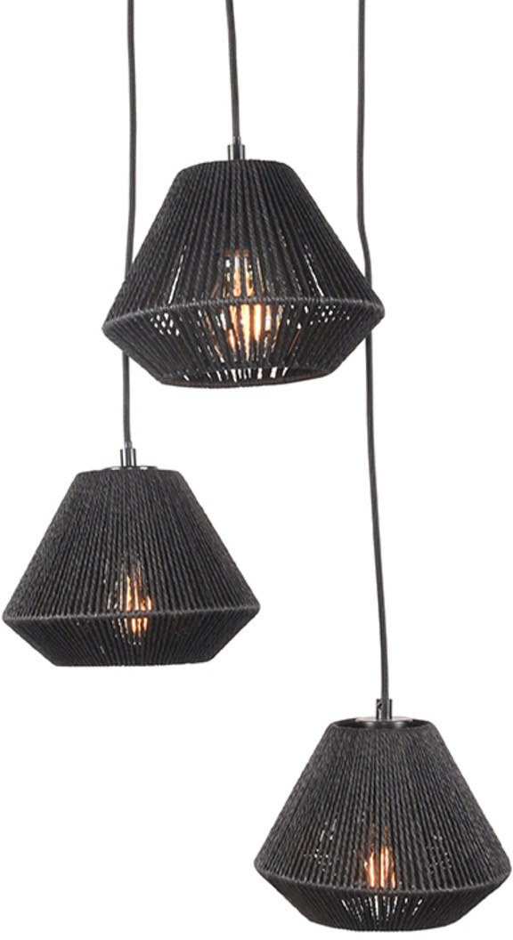 LABEL51 Hanglamp Ibiza - Zwart - Jute - 3-Lichts Zwart Hanglamp