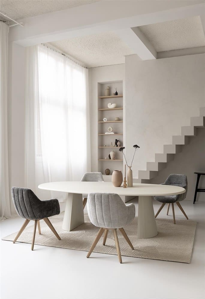 Xooon Lund eetkamertafel ovaal 210 x 120 cm. - stone-skin - centrale poot lang - zwart nebbia Eettafel
