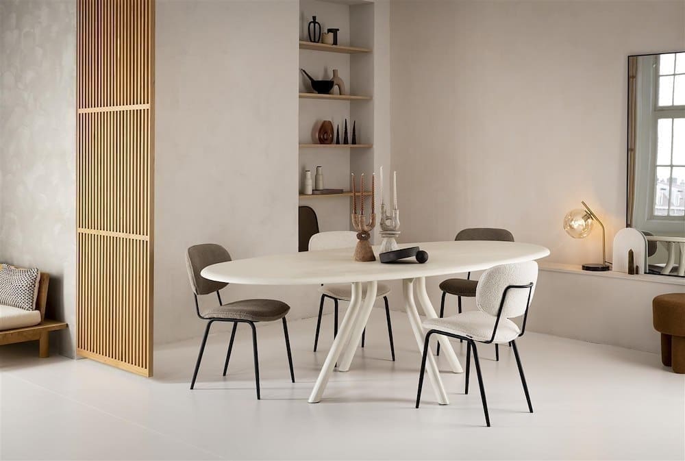 Xooon Lund eetkamertafel ovaal 270 x 120 cm. - stone-skin - centrale poot lang - zwart nebbia Eettafel