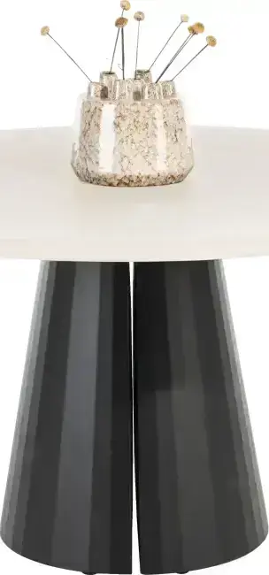 Xooon Lund eetkamertafel rond 140 cm. - stone-skin - cone poot - zwart nebbia Eettafel
