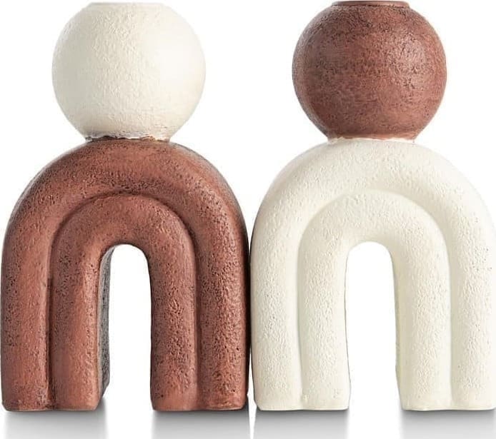 COCO maison Lot kandelaar H15,5cm - bruin Bruin Woonaccessoire