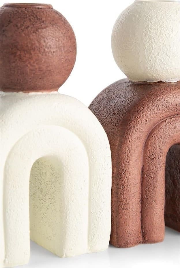 COCO maison Lot kandelaar H15,5cm - bruin Bruin Woonaccessoire