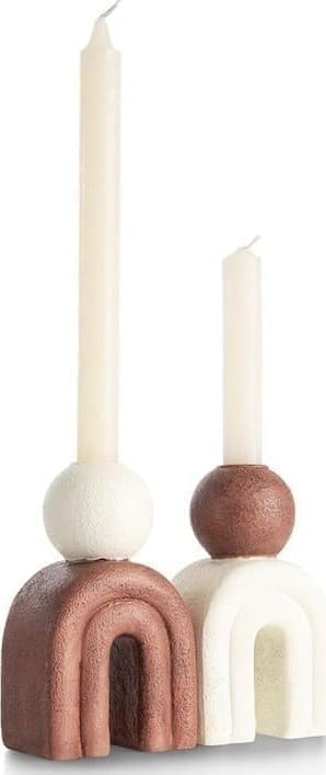 COCO maison Lot kandelaar H15,5cm - creme Beige|Wit Woonaccessoire