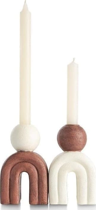 COCO maison Lot kandelaar H15,5cm - creme Beige|Wit Woonaccessoire