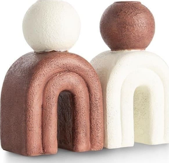 COCO maison Lot kandelaar H15,5cm - creme Beige|Wit Woonaccessoire