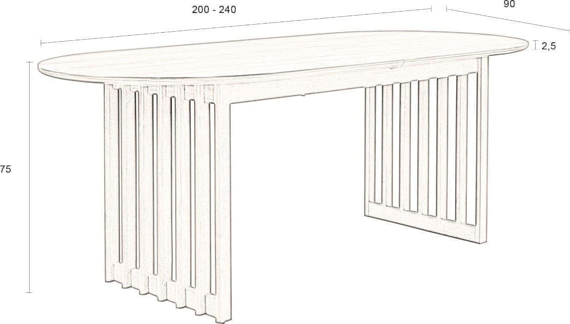 Tafel Barlet 200/240x90 Walnut Dutchbone ZVR2100160
