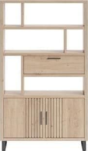Henders & Hazel Pavie bergkast open 125 cm. - 2-deuren + 1-klep + 6-niches (+ LED) - natural Naturel Kast