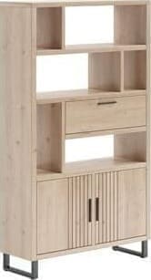 Henders & Hazel Pavie bergkast open 125 cm. - 2-deuren + 1-klep + 6-niches (+ LED) - natural Naturel Kast