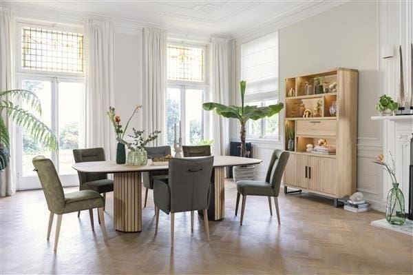 Henders & Hazel Pavie bergkast open 125 cm. - 2-deuren + 1-klep + 6-niches (+ LED) - natural Naturel Kast
