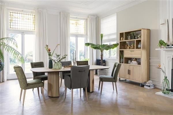 Henders & Hazel Pavie bergkast open 125 cm. - 2-deuren + 1-klep + 6-niches (+ LED) - natural Naturel Kast