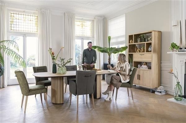 Henders & Hazel Pavie bergkast open 125 cm. - 2-deuren + 1-klep + 6-niches (+ LED) - natural Naturel Kast