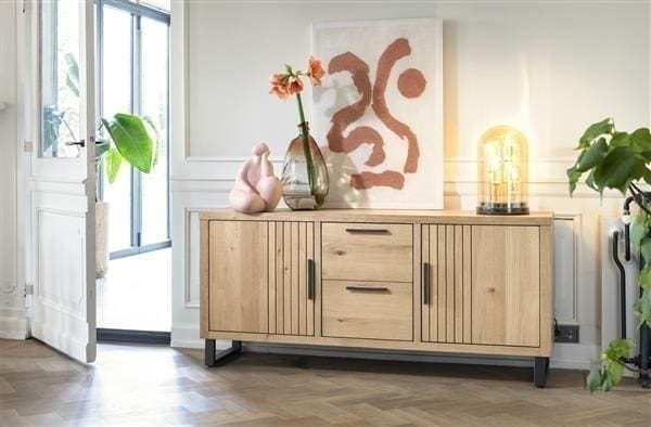 Henders & Hazel Pavie dressoir 175 cm. - 2-deuren + 2-laden - castle black Dressoir