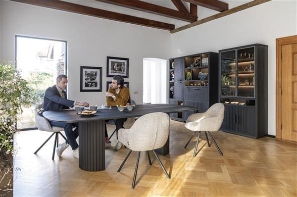 Henders & Hazel Pavie eetkamertafel - ovaal - 210 x 120 cm. (houten poot) - castle black Eettafel