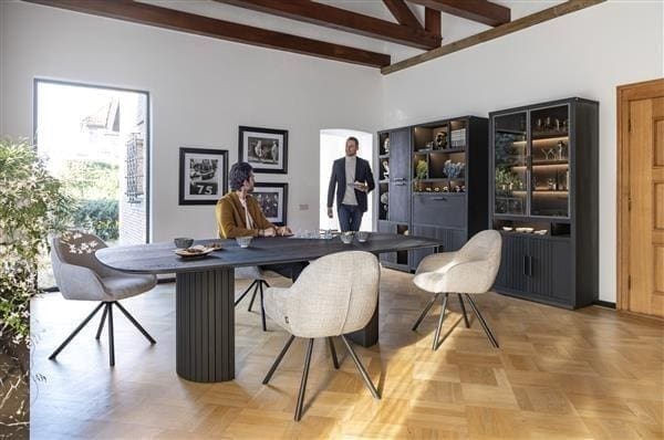Henders & Hazel Pavie eetkamertafel - ovaal - 210 x 120 cm. (houten poot) - castle black Eettafel