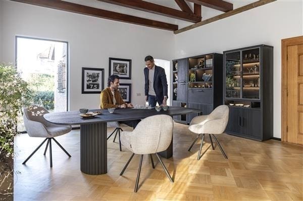 Henders & Hazel Pavie eetkamertafel - ovaal - 210 x 120 cm. (houten poot) - castle black Eettafel