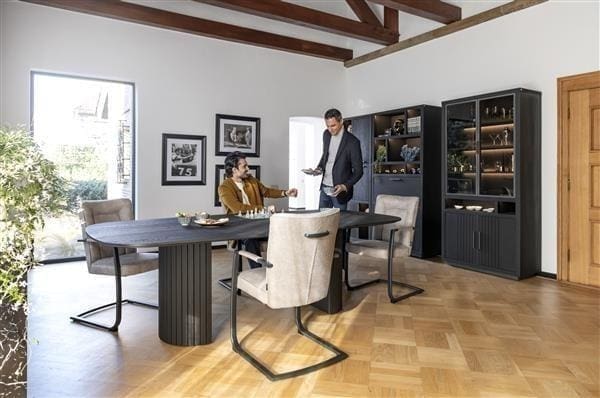 Henders & Hazel Pavie eetkamertafel - ovaal - 210 x 120 cm. (houten poot) - castle black Eettafel