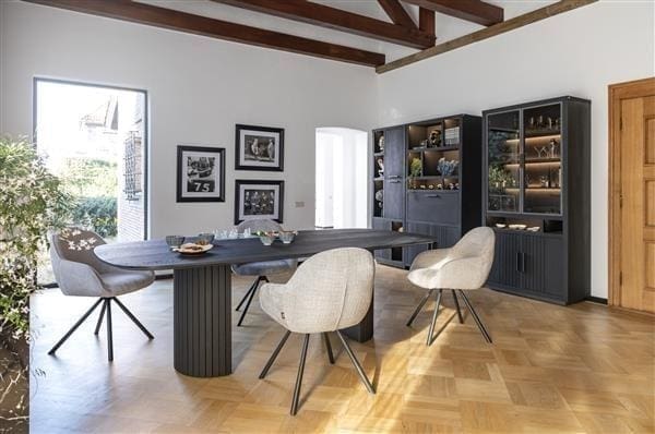 Henders & Hazel Pavie eetkamertafel - ovaal - 210 x 120 cm. (houten poot) - castle black Eettafel