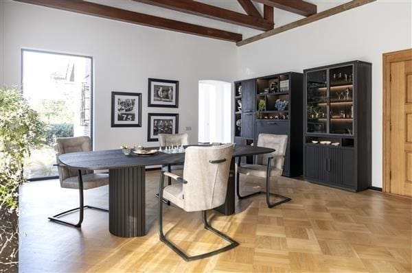Henders & Hazel Pavie eetkamertafel - ovaal - 240 x 120 cm. (houten poot) - castle black Eettafel