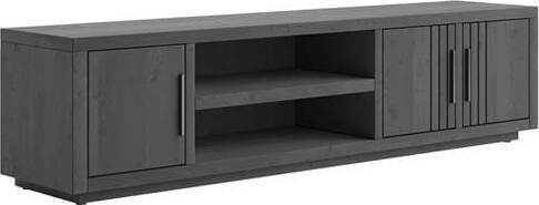 Henders & Hazel Pavie lowboard 200 cm. - 3-deuren + 2-niches (+ LED) - castle black Kast