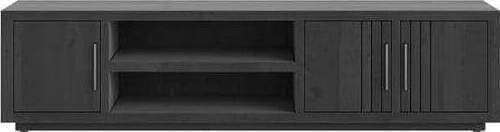 Henders & Hazel Pavie lowboard 200 cm. - 3-deuren + 2-niches (+ LED) - castle black Kast