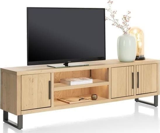 Henders & Hazel Pavie lowboard 200 cm. - 3-deuren + 2-niches (+ LED) - natural Naturel Kast
