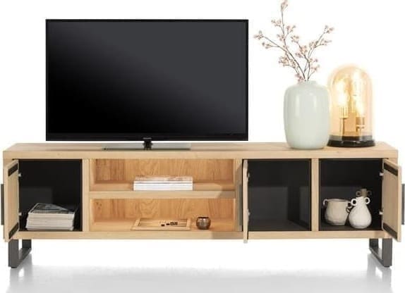 Henders & Hazel Pavie lowboard 200 cm. - 3-deuren + 2-niches (+ LED) - natural Naturel Kast