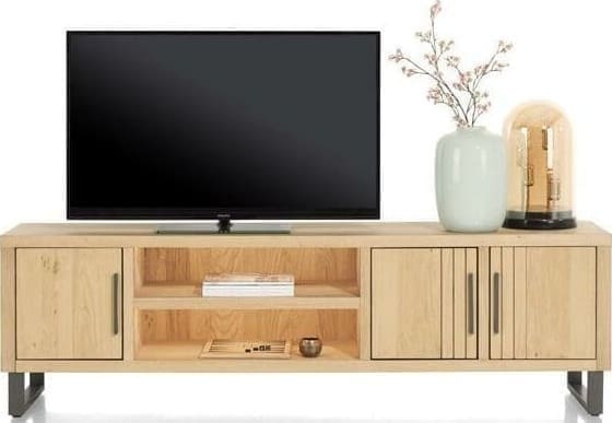Henders & Hazel Pavie lowboard 200 cm. - 3-deuren + 2-niches (+ LED) - natural Naturel Kast