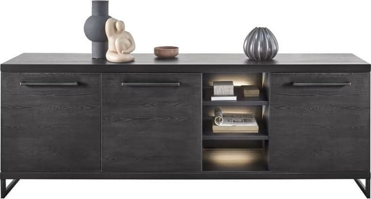 INHOUSE Dressoir Formia houtstructuur zwart Bruin|Naturel Dressoir