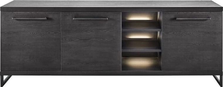 INHOUSE Dressoir Formia houtstructuur zwart Bruin|Naturel Dressoir