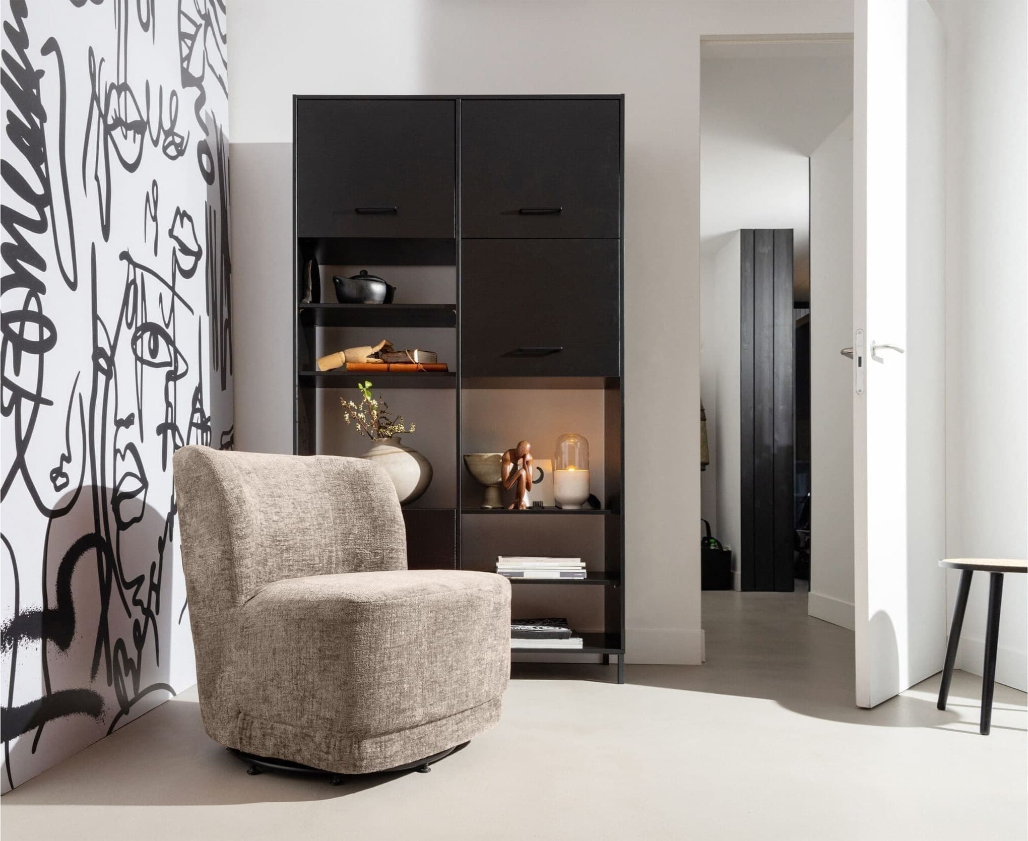WOOOD Atty Draaifauteuil Zand Beige|Bruin Draaifauteuil
