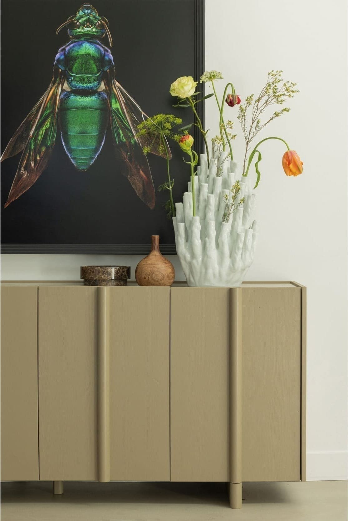 WOOOD Exclusive Basu Dressoir Grenen Mud Bruin|Taupe Dressoir|Kast