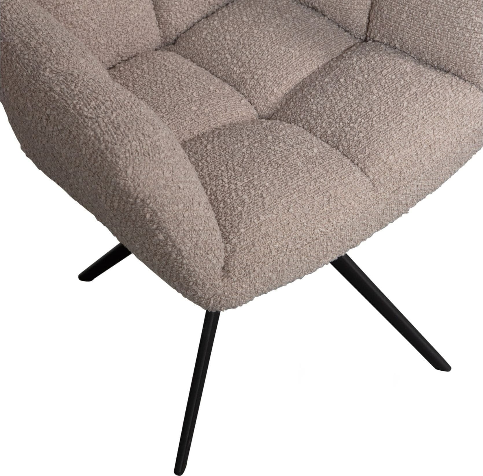 WOOOD Exclusive Vinny Draaistoel Met Armleuning Bouclé Zand Beige|Bruin