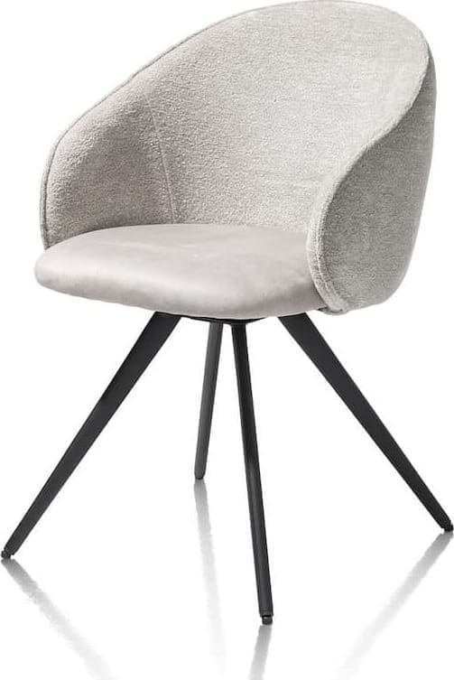 Xooon Owen armstoel 4-poots zwart (ROB) - draaibaar - stof Calabria - kiezel Grijs|Wit Armstoel