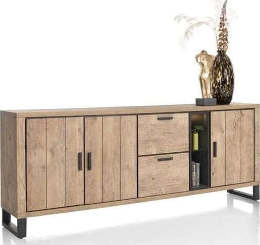 Henders & Hazel Pavarotti dressoir 230 cm. - 3-deuren + 2-laden + 2-niches (+ LED) Dressoir